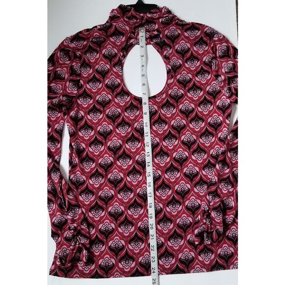 Bisou Bisou Women's Michele Bohot Keyhole Floral top Sz L - Picture 3 of 8